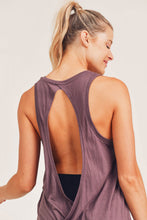 Load image into Gallery viewer, 49- Purple Open Overlay Back ESNU Heart Logo Tank Top
