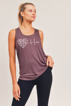 Load image into Gallery viewer, 49- Purple Open Overlay Back ESNU Heart Logo Tank Top
