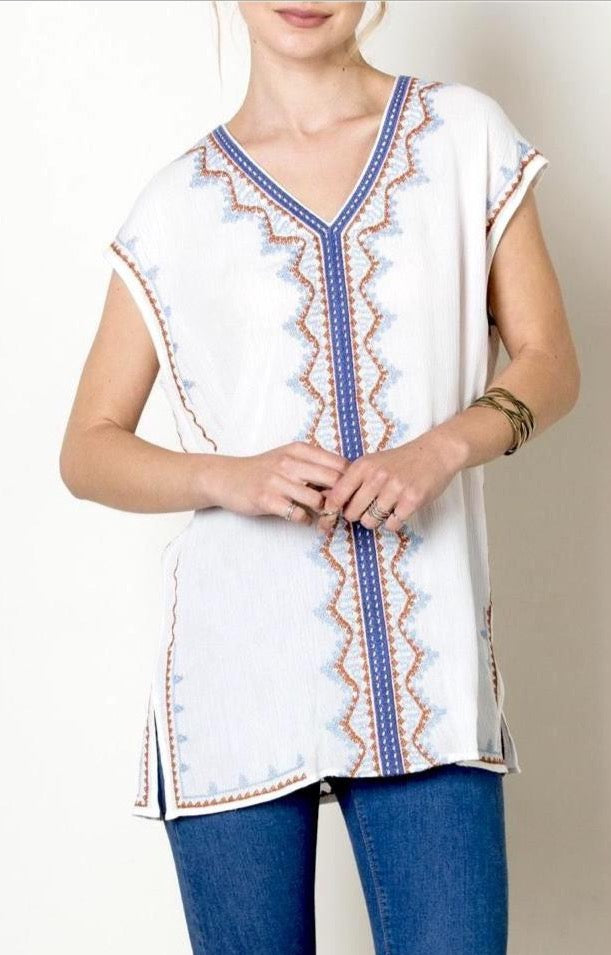 10- Tribal Embroidered Tunic Top