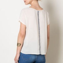 Load image into Gallery viewer, 9-Beige Tribal Short Sleeve Top With Center Embroidery
